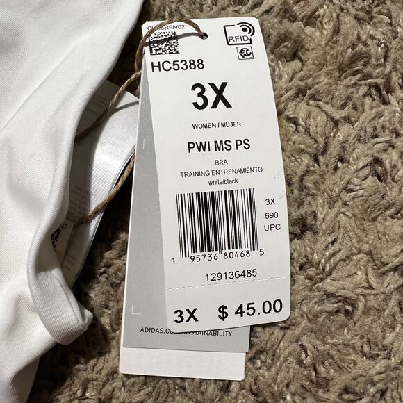 Adidas Plus Size 3X Training Medium Support Better 3-Stripes Bra NWT - Flaw - Picture 6 of 11